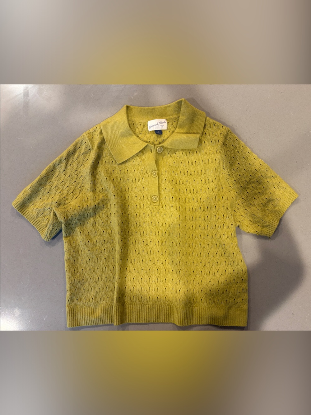 Women’s crop Universal Thread Lime Yellow Short Sleeve Polo Knit